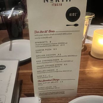 North Italia - Kids menu - Italian Near Me - Birmingham, Alabama