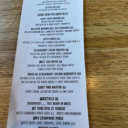 Cocktail menu Cocktail menu