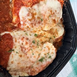 Combo with lasagna, chicken parm, beef ravioli.