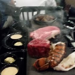 Some of our parties food. The one in front is the Kobe "Wagu" steak with a lobster tail.