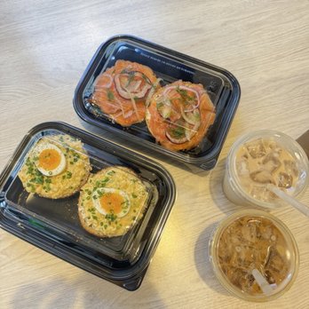 Rise Bagels - Tokyo egg on furikake bagel, salmon bagel on everything bagel - Bagels Near Me - Irvine, California Rise Bagels - Tokyo egg on furikake bagel, salmon bagel on everything bagel - Bagels Near Me - Irvine, California