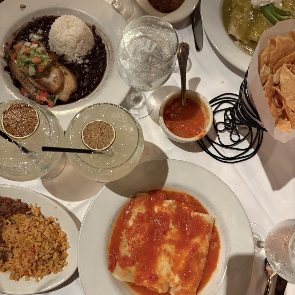 Chicken Enchiladas, Blackened Tilapia, margaritas