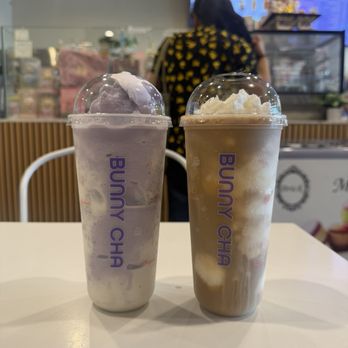 Bunny Cha - Oreo Taro Blend (left) Coconut Coffee Blend (right) - Bubble Tea Near Me - Gardena, California
