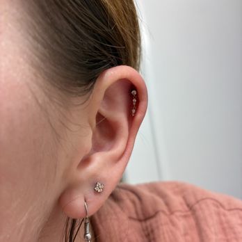 Rose Body Piercing - Helix and 2nd lobe done by Evan - Piercing Near Me - San Diego, California Rose Body Piercing - Helix and 2nd lobe done by Evan - Piercing Near Me - San Diego, California