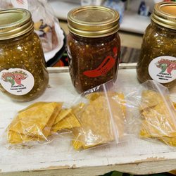 Mohave Trading Post - Homemade chips and homemade jars of red and green salsa