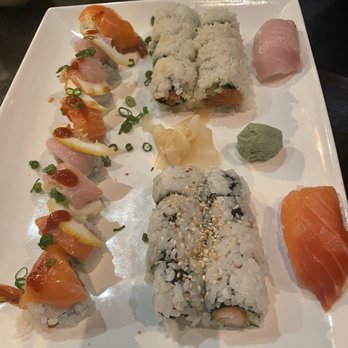 The Grateful Crow - La Jolla Roll, Spicy Tuna Roll, California Roll, Salmon nigiri and yellowtail nigiri - Sushi Bars Near Me - Chelsea, Michigan The Grateful Crow - La Jolla Roll, Spicy Tuna Roll, California Roll, Salmon nigiri and yellowtail nigiri - Sushi Bars Near Me - Chelsea, Michigan