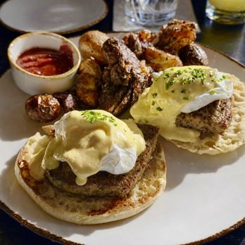 Love Farms - House-made sage sausage Eggs Benedict. Perfection! - Breakfast & Brunch Near Me - West Dennis, Massachusetts Love Farms - House-made sage sausage Eggs Benedict. Perfection! - Breakfast & Brunch Near Me - West Dennis, Massachusetts