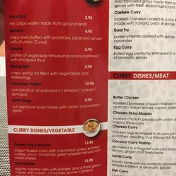 Saugeen Curry House & Fish 'N' Chips - Menu