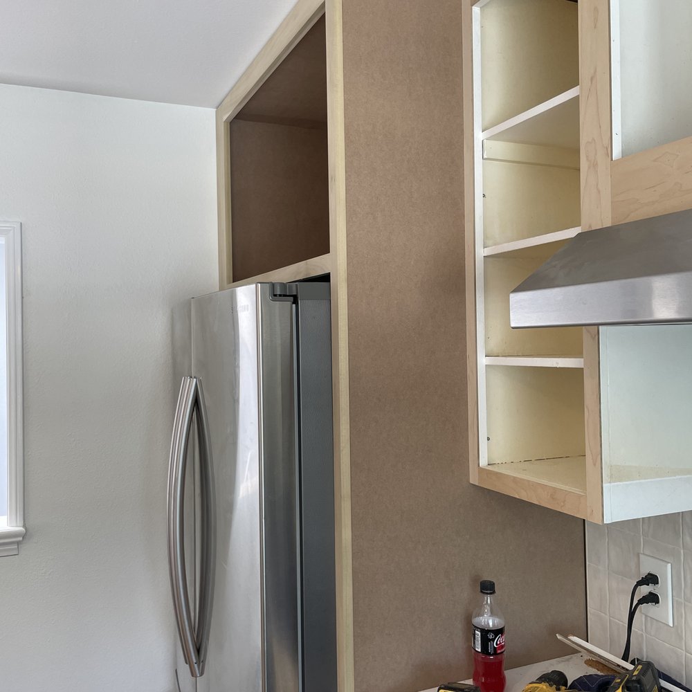 OC Kitchen Designs - New cabinet above fridge and side panel - Cabinetry Near Me - Laguna Hills, California OC Kitchen Designs - New cabinet above fridge and side panel - Cabinetry Near Me - Laguna Hills, California