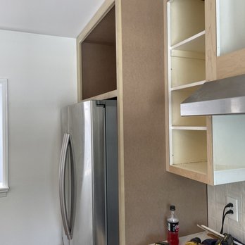 OC Kitchen Designs - New cabinet above fridge and side panel - Cabinetry Near Me - Laguna Hills, California