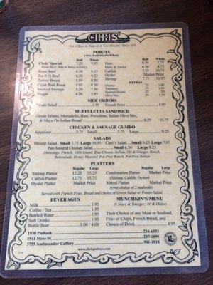 Menu photo 4 Chris' Poboys Lafayette, LA