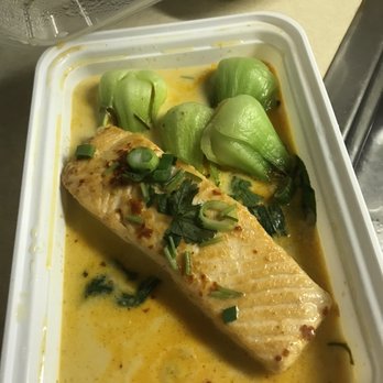 Bualoy Cuisine - Salmon with book choy - Laotian Near Me - Devon, Pennsylvania Bualoy Cuisine - Salmon with book choy - Laotian Near Me - Devon, Pennsylvania