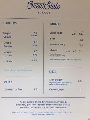 Menu photo 3 Great State Burger Seattle, WA