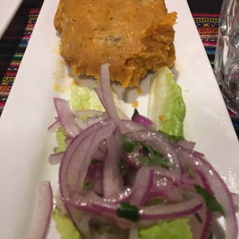 Machu Picchu - Papa Rellena- dry, tasteless, barely any pork, mostly fat pieces. - Peruvian Near Me - Pineville, North Carolina
