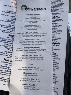 Menu photo 5 The Flying Trout Restaurant Blairsville, GA