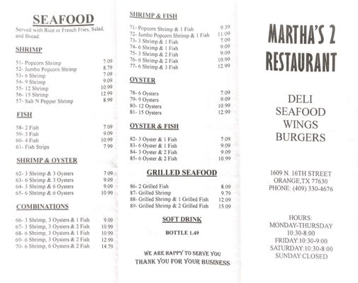 Menu photo 2 Crystal Seafood Orange, TX Menu photo 2 Crystal Seafood Orange, TX