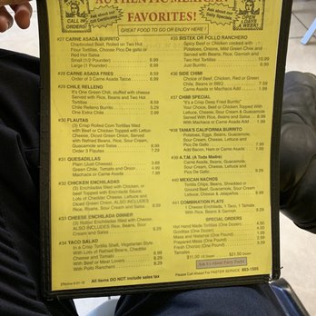 Tania's Flour Tortillas - Menu - Mexican Near Me - Tucson, Arizona