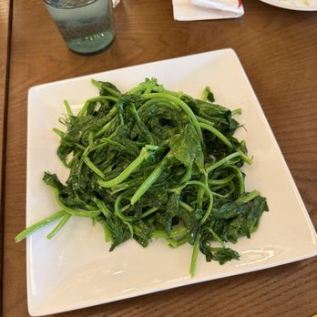 Bloom & Vine - Sautéed snow pea shoots with garlic - Asian Fusion Near Me - Mountain View, California