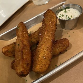 Miner's Apron - Fried Pickles appetizer! - New American Near Me - Mine Hill, New Jersey Miner's Apron - Fried Pickles appetizer! - New American Near Me - Mine Hill, New Jersey