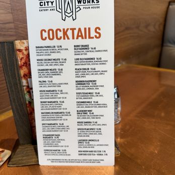 City Works - Cocktail menu - Sports Bars Near Me - Fort Worth, Texas