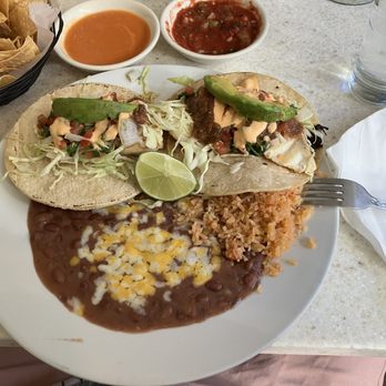 La Playa Azul Cafe - Halibut tacos with refried black beans- not mushy beans but smashed. - Mexican Near Me - Santa Barbara, California La Playa Azul Cafe - Halibut tacos with refried black beans- not mushy beans but smashed. - Mexican Near Me - Santa Barbara, California