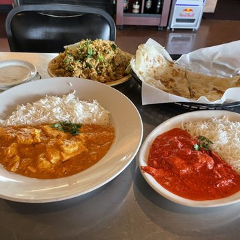 R & R's Curry Express - Top, left to right: Chicken biryani & naan Bottom: chicken tikka masala, butter chicken - Indian Near Me - Fort Smith, Arkansas R & R's Curry Express - Top, left to right: Chicken biryani & naan Bottom: chicken tikka masala, butter chicken - Indian Near Me - Fort Smith, Arkansas