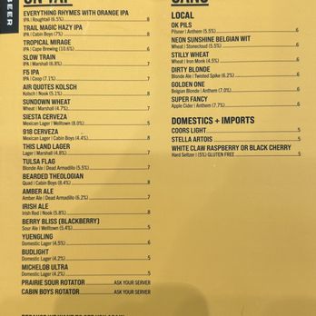 Society Burger - Beer menu - Salad Near Me - Tulsa, Oklahoma