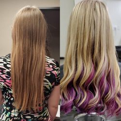 Oscars Haircuts - Colorful with purple and pink with a splash of blonde