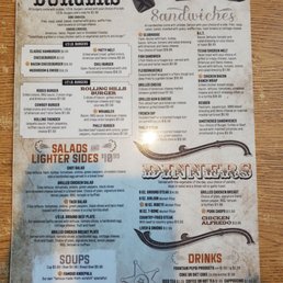 the menu for the burgers