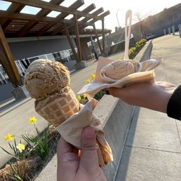 Left: Mad Cap with waffle cone Right: Blood orange mango Left: Mad Cap with waffle cone Right: Blood orange mango