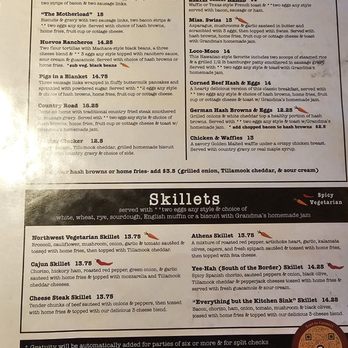 WiseCracks Cafe - One side of the menu - Breakfast & Brunch Near Me - Corvallis, Oregon