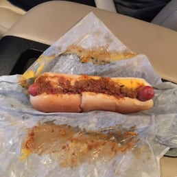Chile and cheese hot dog! Chile and cheese hot dog!