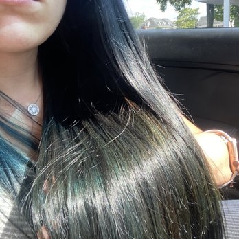 Blondie Salon and Spa - After black with ROYAL BLUE highlights - Hair Salons Near Me - Waltham, Massachusetts