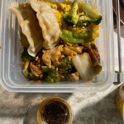 China City - Veggie fried rice, the chicken dish Anna some steamed dumplings!