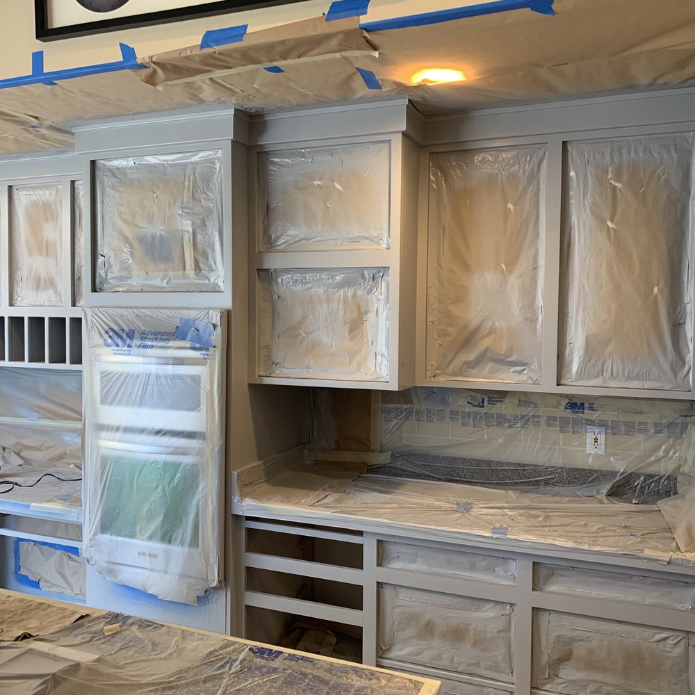 Cabinet Renovations - Masking in progress. - Cabinetry Near Me Cabinet Renovations - Masking in progress. - Cabinetry Near Me