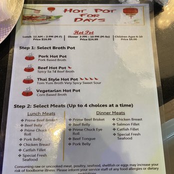 Hot Pot For Days - Menu (front) - Soup Near Me - Glendale, Arizona