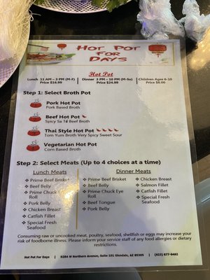 Menu photo 6 Hot Pot For Days Glendale, AZ