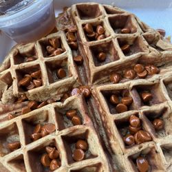 The Daily Spot Nutrition - Cinnamon Roll Waffle with Cinnamon Chips and Sugar Free Maple Syrup