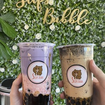 Siips Bubble - Strawberry and taro latte with boba and the Oreo milk tea with boba - Bubble Tea Near Me - Elmhurst, New York