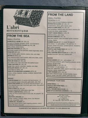 Menu photo 1 L'abri cafe, restaurant et bar Cheticamp, NS Menu photo 1 L'abri cafe, restaurant et bar Cheticamp, NS