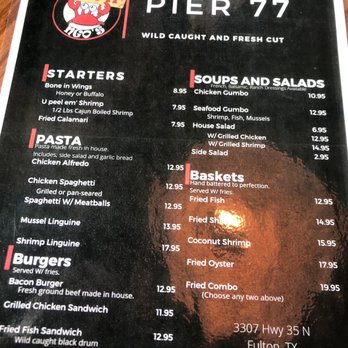 Pier 77 - Menu - Seafood Near Me - Fulton, Texas