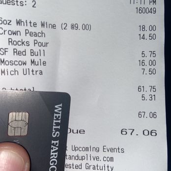 Stand Up Live - Receipt - Comedy Clubs Near Me - Phoenix, Arizona Stand Up Live - Receipt - Comedy Clubs Near Me - Phoenix, Arizona