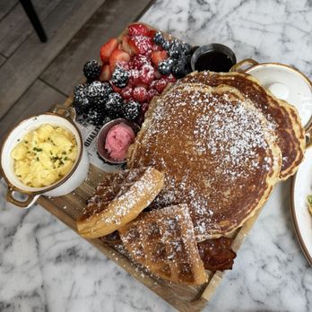 Board and Drink - Sweet Board for 2 with Waffles, Pancakes, Scrambled Eggs, Bacon and Sausage - Breakfast & Brunch Near Me - San Francisco, California