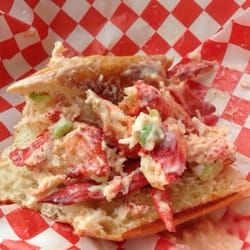 Red Zeppelin - Mostly eaten lobster roll topped with lobster bisque