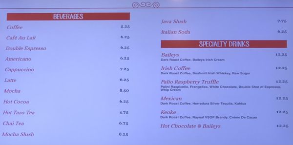 Menu photo 1 Palio Las Vegas, NV