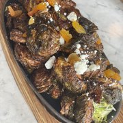 Photo of Kendall's Brasserie - Los Angeles, CA, United States. Brussels with goat cheese and apricots