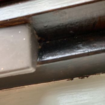 DC &T Painting - Missing stain around the hardware, drips of stain on the window frame and on the window sill. - Painters Near Me - Rolling Meadows, Illinois