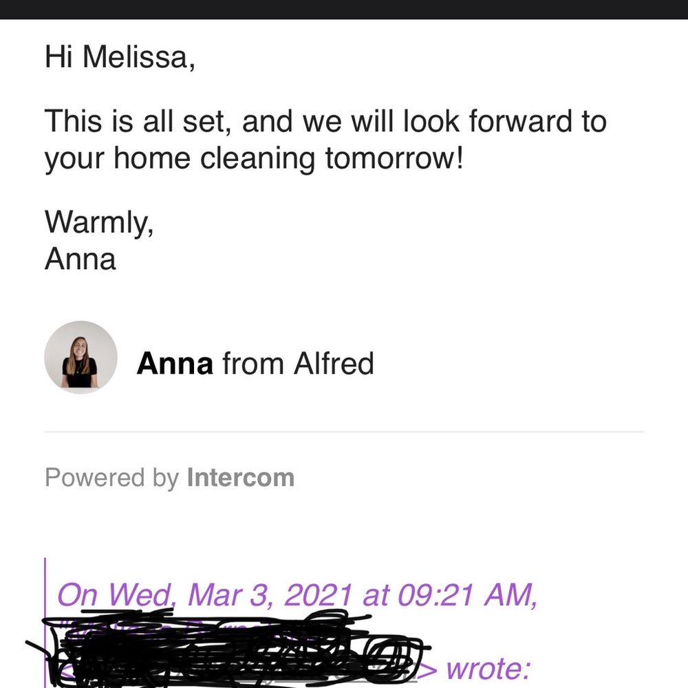 Hello Alfred - Confirmation - service never showed up. - Personal Assistants Near Me - New York, New York