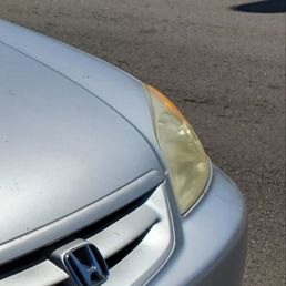 I needed some headlight restoration done on my Honda and this was how the passenger headlight was before.