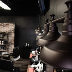 R Barber Studio - The rustic yet modern light fixtures